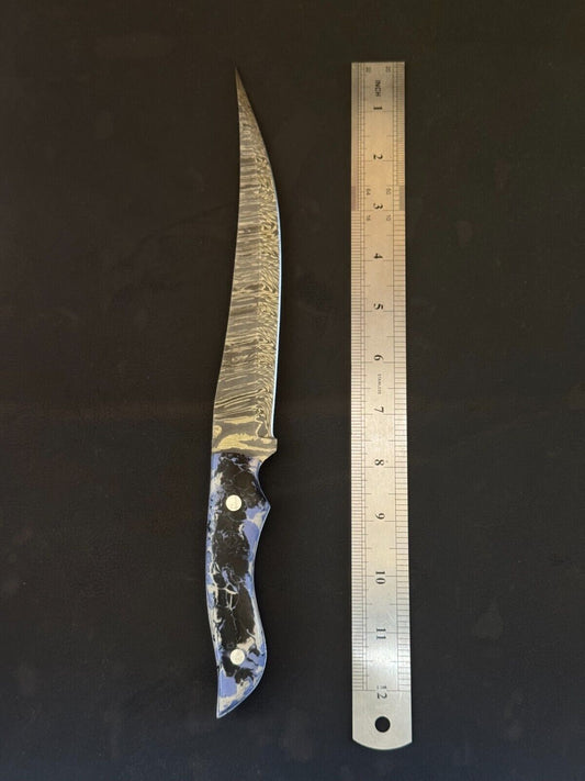 13" Damascus Fillet Knife Handmade Custom Fillet Knife with Resin Handle