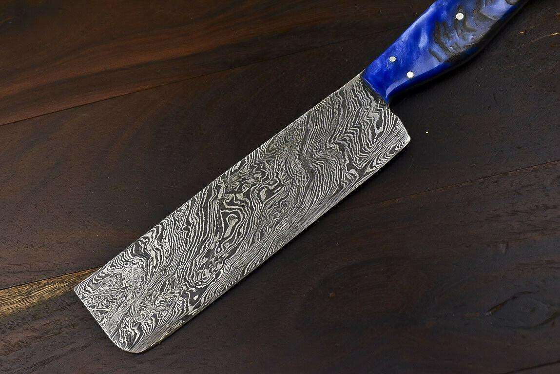 Sports Art Rare Handmade Damascus Steel Camping, Hunting & Chef Knife with Corian Handle, 6.5-Inch Blade, 11.5-Inch Overall, Oil-Tempered 58-60 HRC