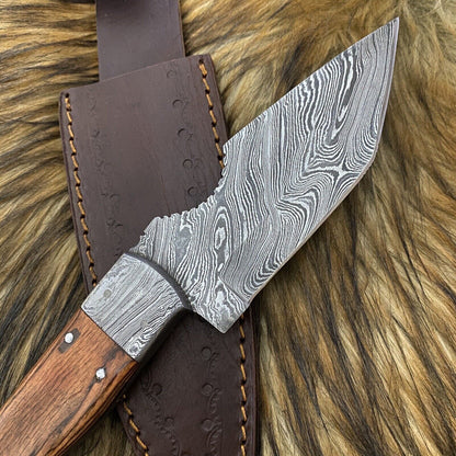10.0 in Full Tang Damascus Skinner Knife Hand Forged Wood Handle Hunting Blade