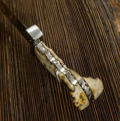 Handmade D2 Steel 14-Inch Bowie Hunting Knife – Natural Deer Antler Handle