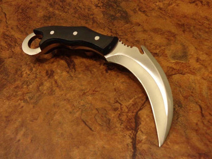8" Custom D2 Steel Full Tang Karambit Knife Best Karambit with Sheath Micarta Handle