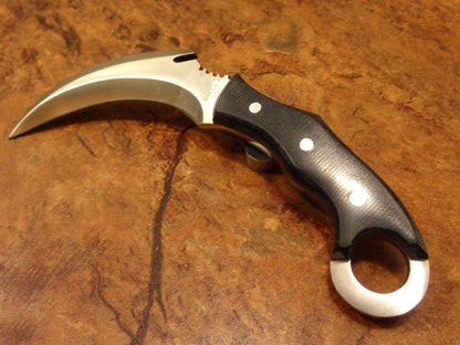 8" Custom D2 Steel Full Tang Karambit Knife Best Karambit with Sheath Micarta Handle