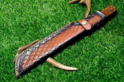 11 Inch Damascus Steel Bowie Knife with Natural Wood Handle