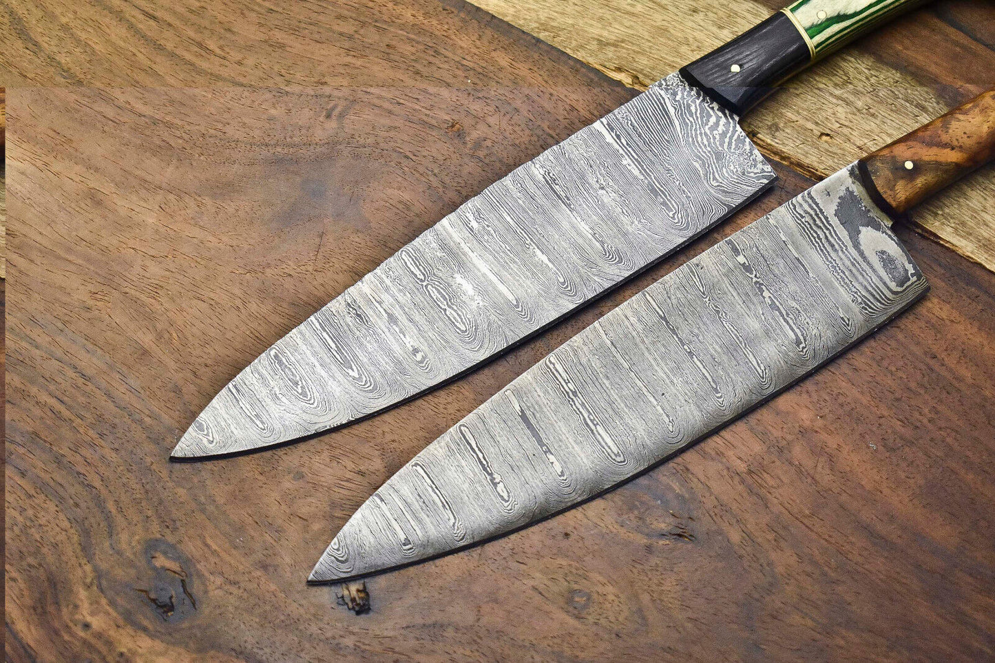 Premium Handmade Damascus Steel Chef Knife Set – 2-Piece Artisan Collection