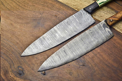 Premium Handmade Damascus Steel Chef Knife Set – 2-Piece Artisan Collection