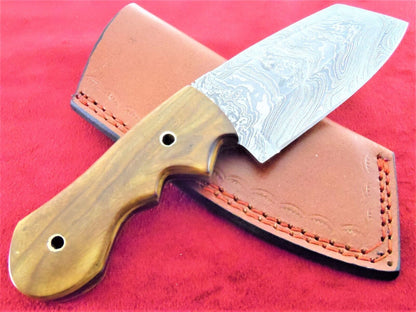 8 Inch Damascus Steel Tanto Blade Hunting Knife with Burl Wood Handle