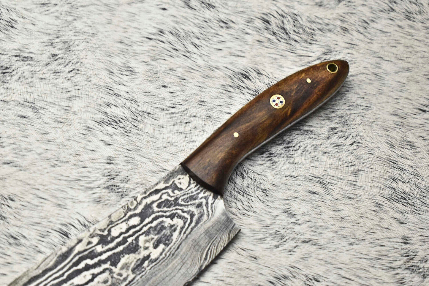 Handmade Damascus Steel Chef Knife – Full Tang Custom Sport Knife with Leather Sheath