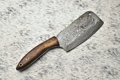 Handmade Damascus Steel Chef Knife – Full Tang Custom Sport Knife with Leather Sheath