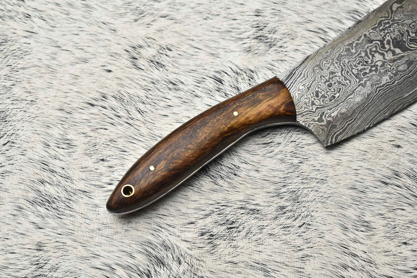 Handmade Damascus Steel Chef Knife – Full Tang Custom Sport Knife with Leather Sheath