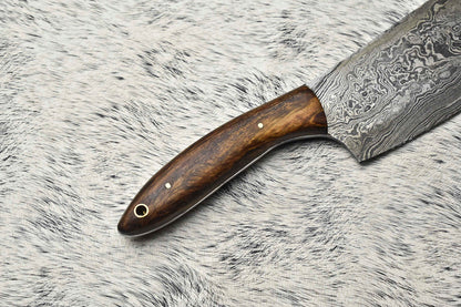 Handmade Damascus Steel Chef Knife – Full Tang Custom Sport Knife with Leather Sheath
