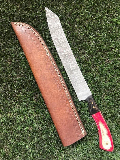 12.5" Custom Handmade Damascus Fillet Knife Custom Fillet Knife With Pakka Wood Handle