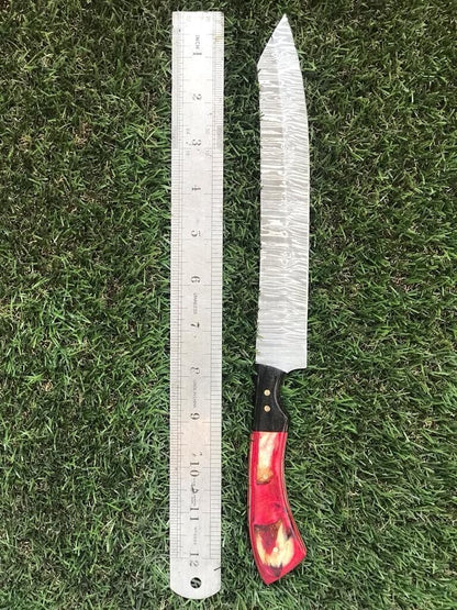 12.5" Custom Handmade Damascus Fillet Knife Custom Fillet Knife With Pakka Wood Handle