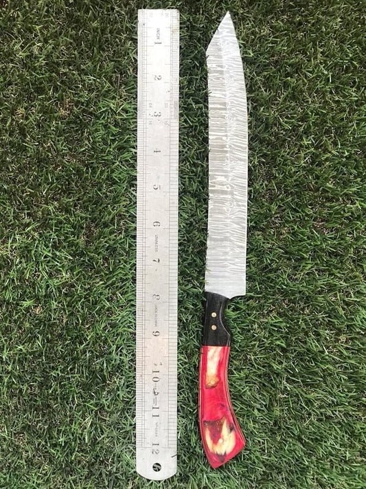 12.5" Custom Handmade Damascus Fillet Knife Custom Fillet Knife With Pakka Wood Handle