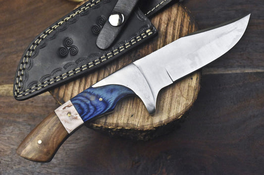 Custom Forged AUS-8 Steel Skinner Knife | Hardwood Handle & Steel Guard | Hiking & Rare Collectible