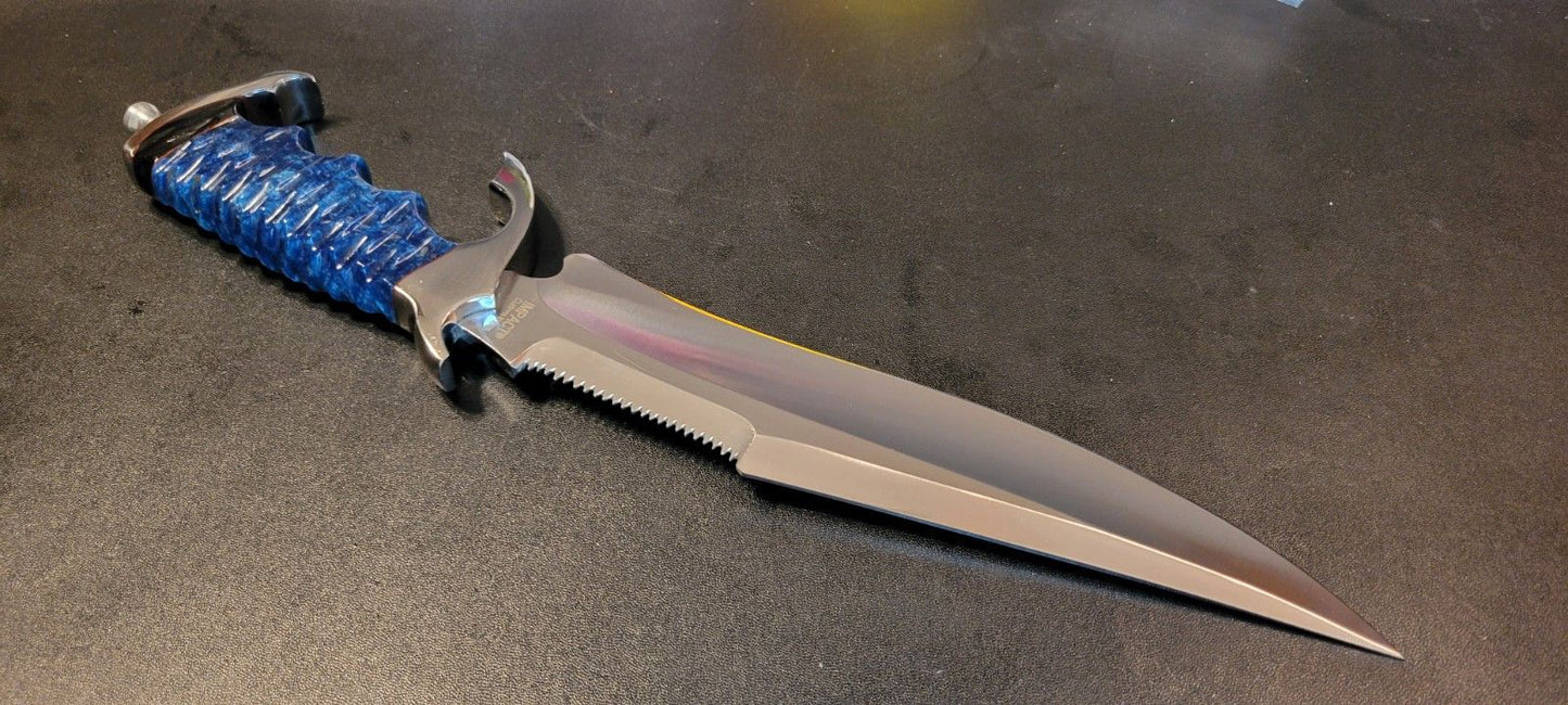 12 Inch Custom D2 Steel Hunting Bowie Knife with Resin Handle & Leather Sheath
