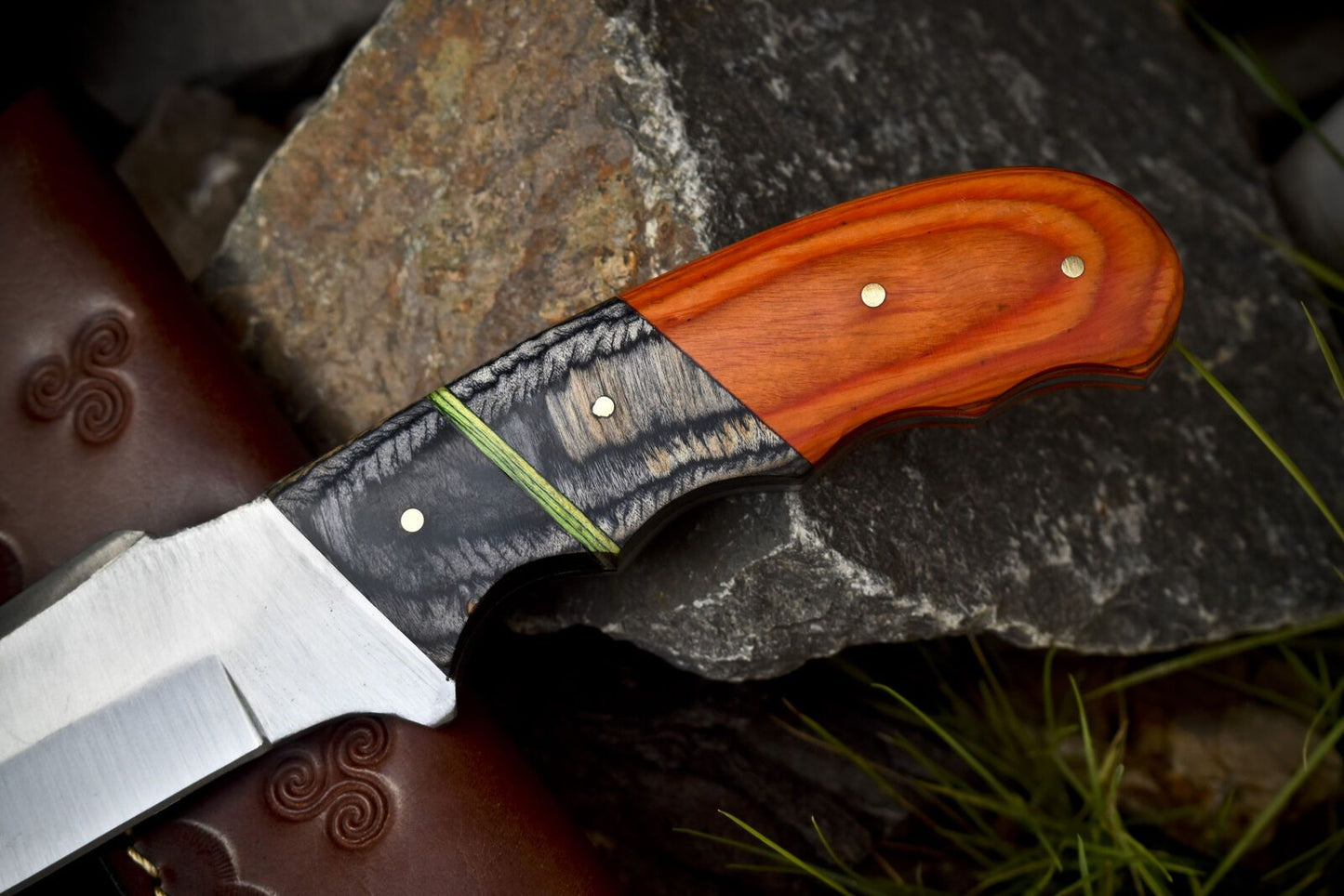 Skinner Knife – 440C Steel, Hard Wood Handle, Wooden Bolster, EDC