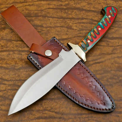 Handmade D2 Steel Full Tang Bowie Knife – 12-Inch Hunting & Outdoor Blade