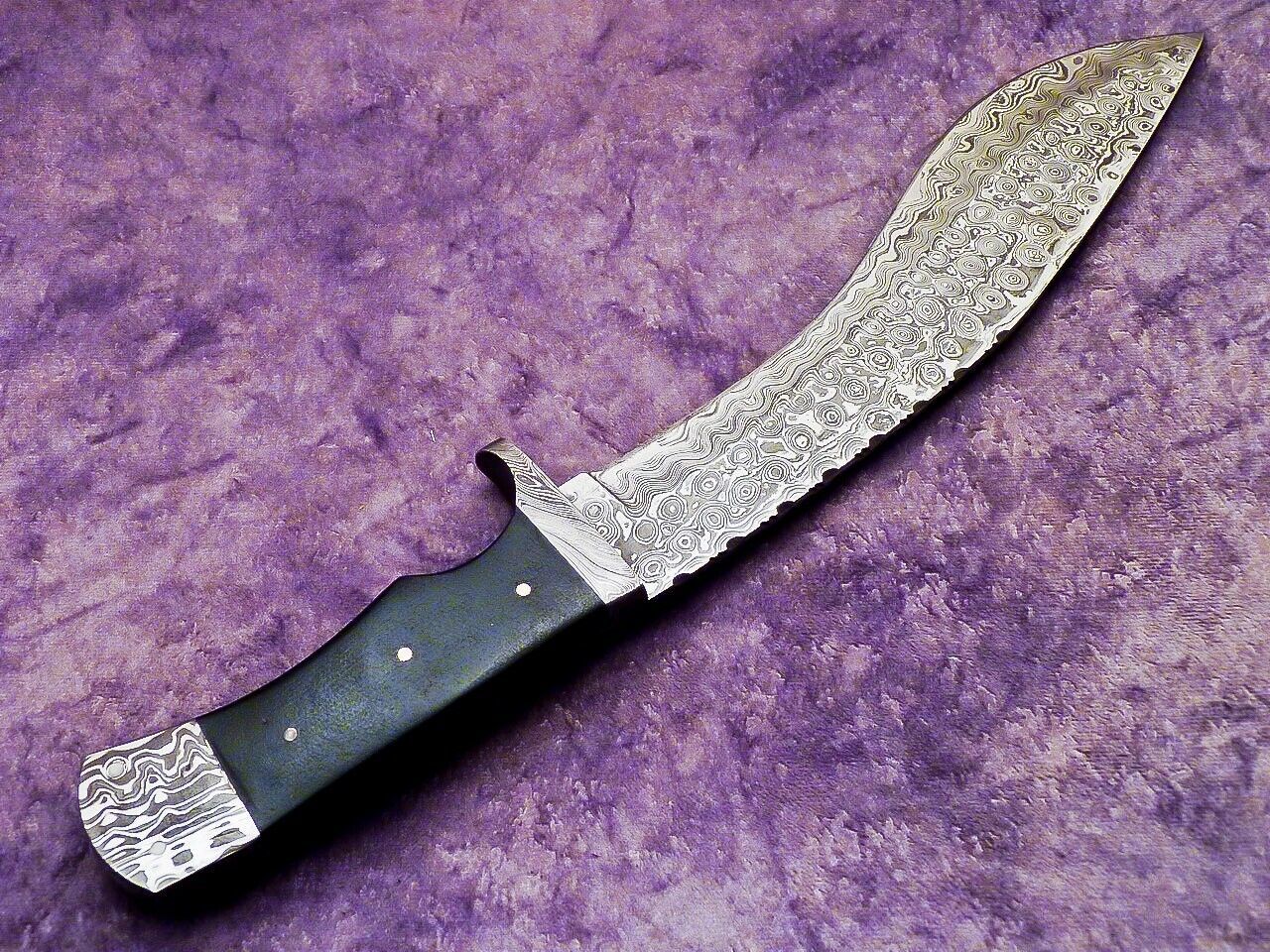 16 Inch Handmade Damascus Kukri Hunting Knife with Micarta Handle