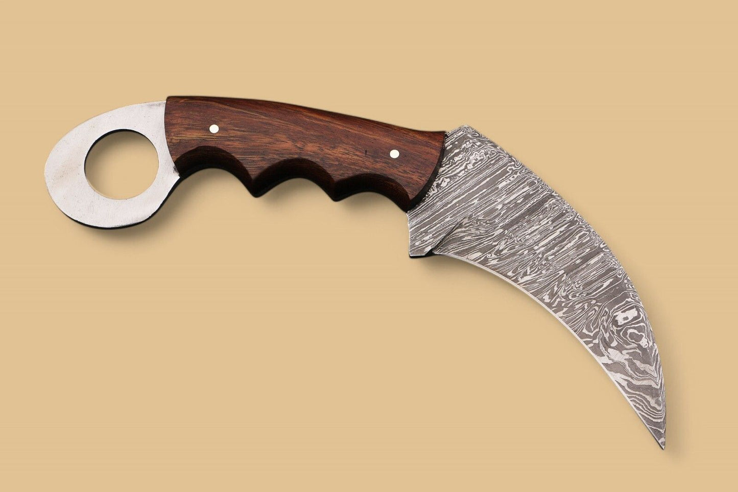9.5” Damascus Karambit Handmade Damascus Steel Karambit Knife with Rosewood Handle