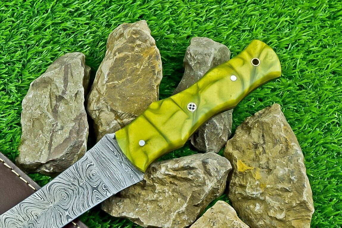 Heritage Forge 14.5 Inch Damascus Steel Hunting Dagger Bowie Knife with Resin Handle