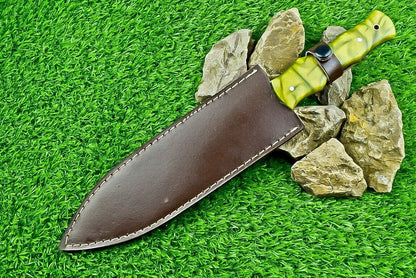 Heritage Forge 14.5 Inch Damascus Steel Hunting Dagger Bowie Knife with Resin Handle