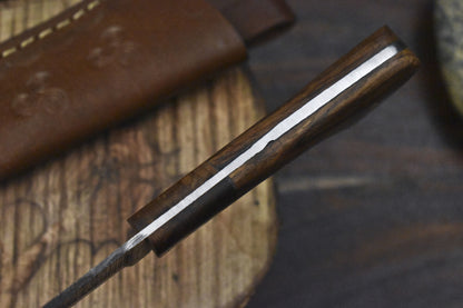8" Twist Damascus Skinner Knife Walnut Wood Handle Wooden Bolster Custom Hunter