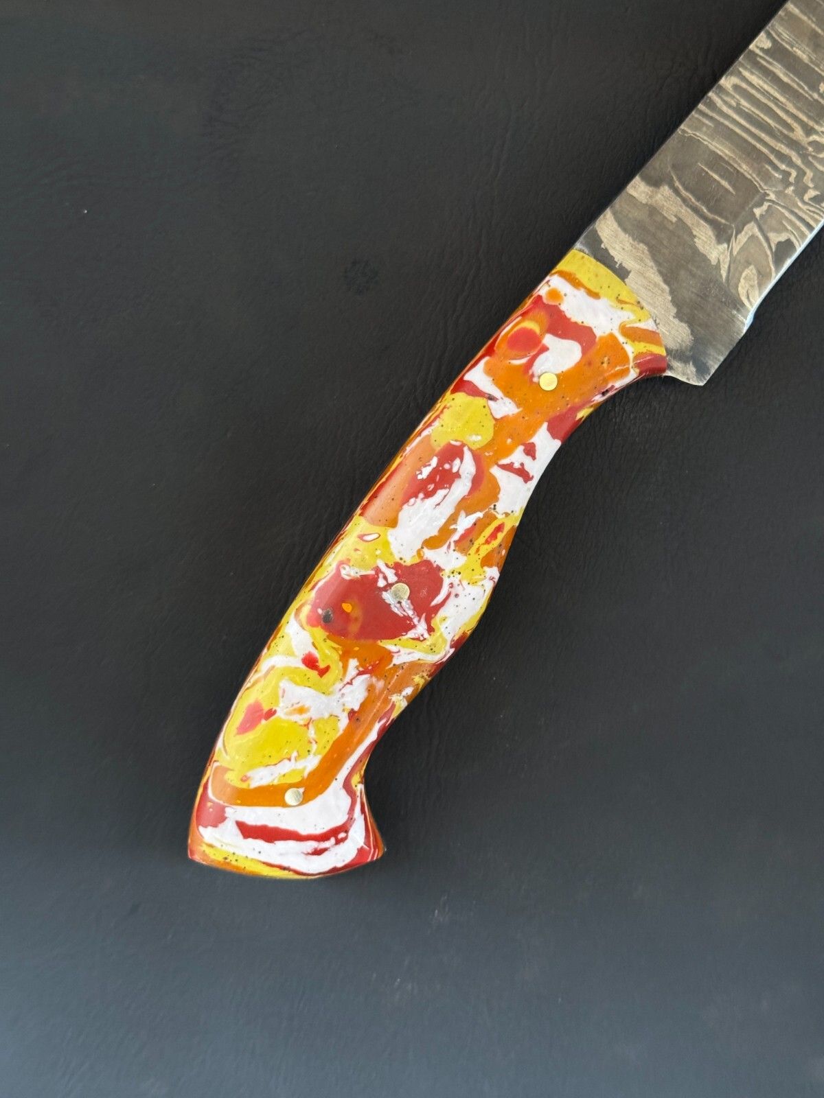 12.5" Custom Fillet Knife Handmade Damascus Fillet Knife for Kitchen With Leather Sheath