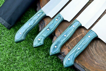 Heritage Forge 4-Piece Handmade J2 Steel Chef Knife Set