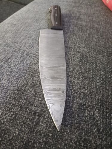 New Handmade Custom Kitchen Knife, Damascus Steel, Full Tang, Fixed Blade Chef Knife