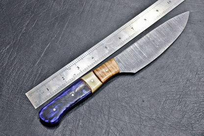 Custom Hand Made Damascus Steel Chef Kitchen Knife with Wood Handle