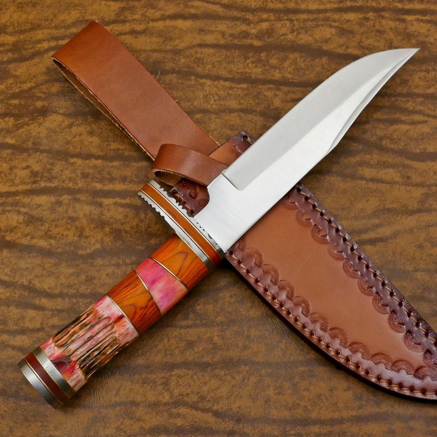 Handmade D2 Steel Hunting Bowie Knife | Outdoor Full Tang Fixed Blade