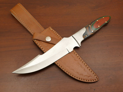 Hot Item Handmade D2 Steel Bowie Knife with Hard Wood Handle & Steel Bolster
