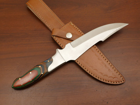 Hot Item Handmade D2 Steel Bowie Knife with Hard Wood Handle & Steel Bolster