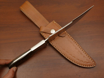 Hot Item Handmade D2 Steel Bowie Knife with Hard Wood Handle & Steel Bolster