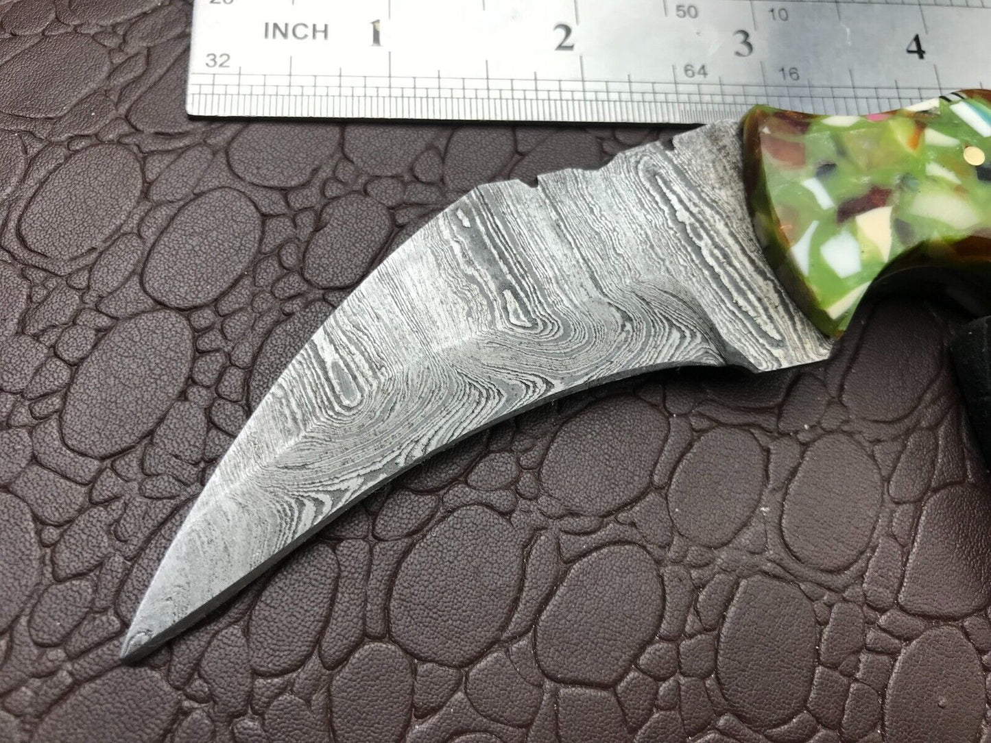 Custom Handmade Best Damascus Karambit 8" Damascus Steel Karambit Knife with Resin Handle