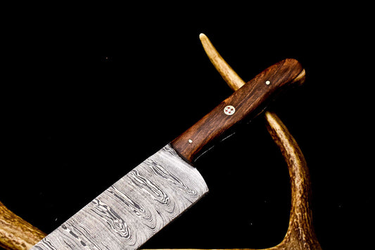 "12 Inch Custom Handmade Damascus Steel Chef Knife | Full Tang Kitchen Blade"