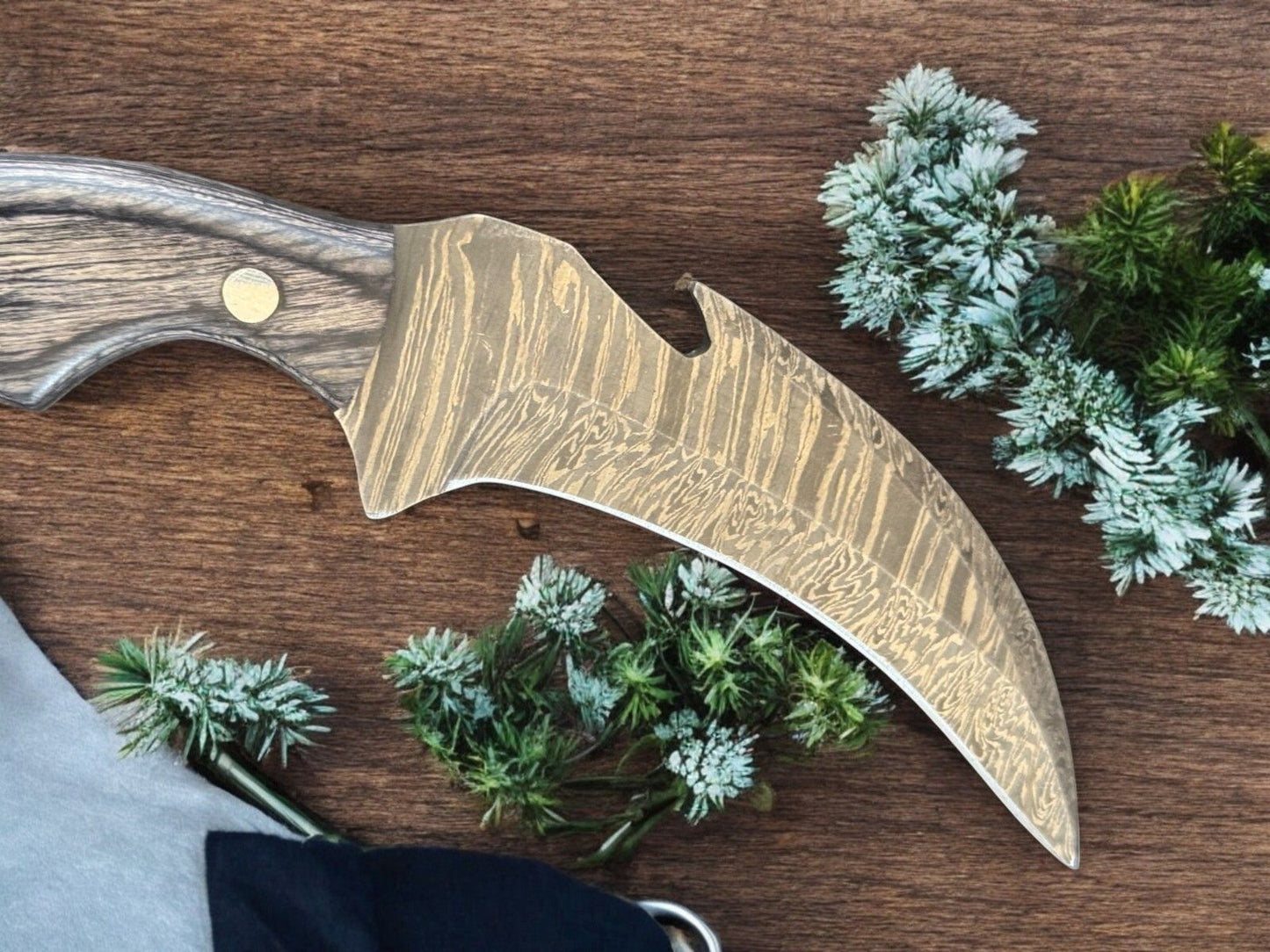 9.5” Best Karambit Damascus Karambit Knife Pakka Wood Handle Hunting Knife