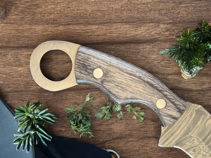 9.5” Best Karambit Damascus Karambit Knife Pakka Wood Handle Hunting Knife