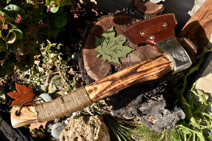 Handmade High Carbon Steel Viking Battle Axe with Etched Blade & Walnut Wood Handle