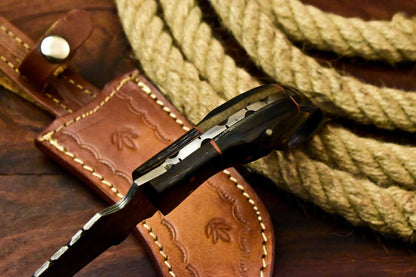 Handmade Damascus Karambit Twist Karambit Damascus Steel Knife With Ram’s Horn Handle