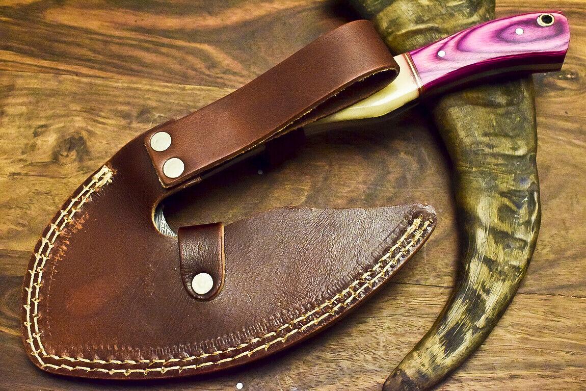 Custom Handmade Damascus Axe | Hunting Cleaver Chopper Knife With Camel Bone Handle