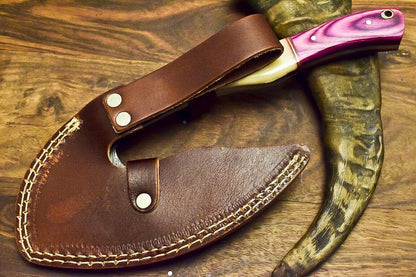 Custom Handmade Damascus Axe | Hunting Cleaver Chopper Knife With Camel Bone Handle