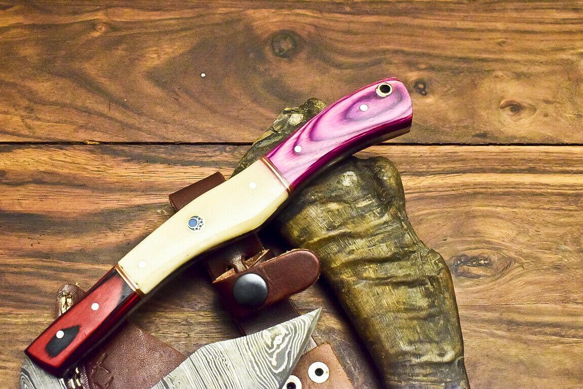 Custom Handmade Damascus Axe | Hunting Cleaver Chopper Knife With Camel Bone Handle