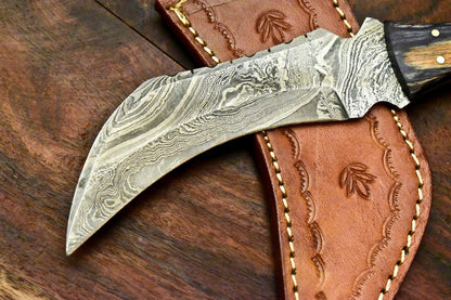 Handmade Damascus Karambit Best Karambit Damascus Steel Knife With Ram’s Horn Handle