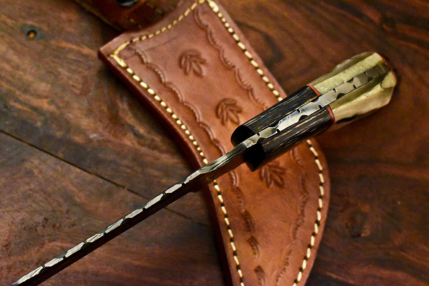 Handmade Damascus Karambit Best Karambit Damascus Steel Knife With Ram’s Horn Handle