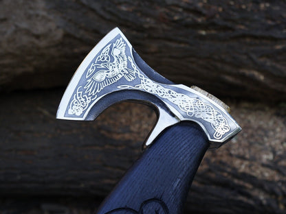 Handmade 23 Inch Sparrow Viking Tomahawk Axe with Ash Wood Handle and Leather Sheath