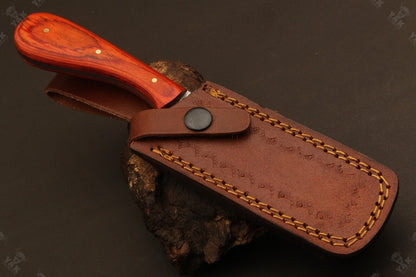 9"Hand Forged Damascus Steel Bull Cutter Knife Custom Cowboy Bull Knife with Wood Handle