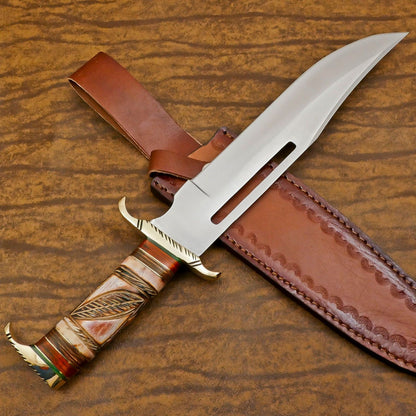 Custom Handmade D2 Steel Bowie Knife | 13" Hunting & Outdoor Fixed Blade
