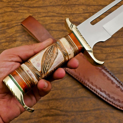 Custom Handmade D2 Steel Bowie Knife | 13" Hunting & Outdoor Fixed Blade