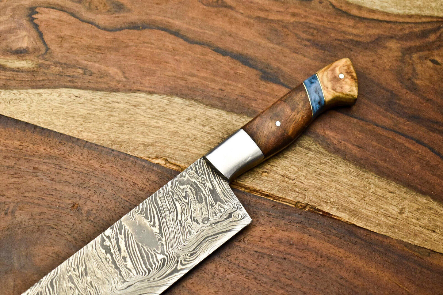Custom Handmade Damascus Steel Blade Chef Knife – Full Tang Sport Knife with 384 Layers